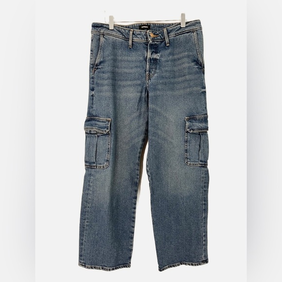 Express 8S low Rise Washed Baggy Straight 0784 Cargo Relax Straight Jeans short - Picture 1 of 13
